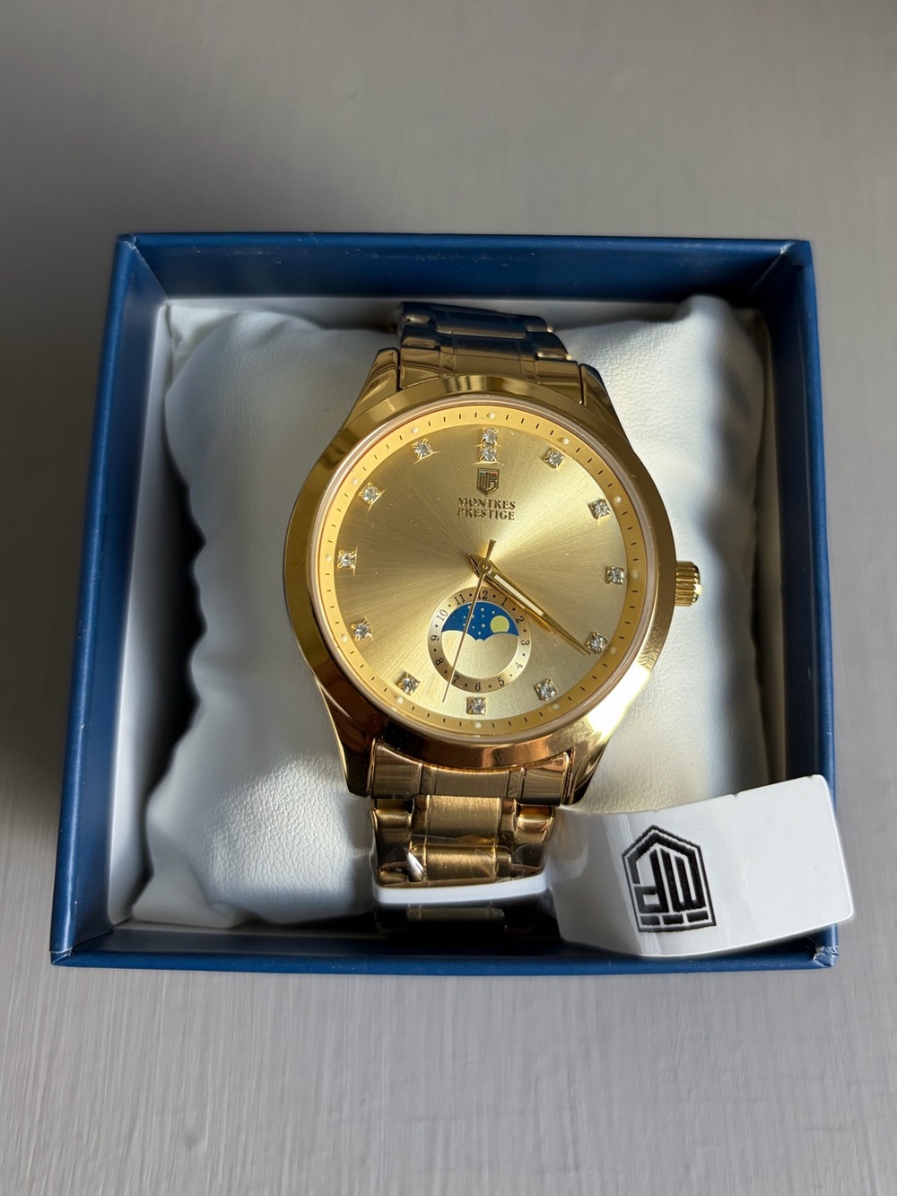 Invicta Collab Montres Prestige Gold Tone Moonphase with Crystal Markers